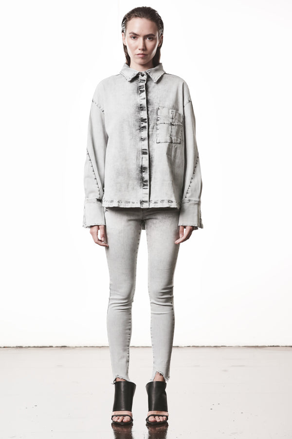 DENIMSHIRT W H 23 LIGHT GREY