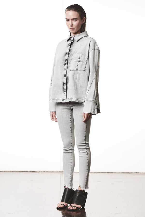 DENIMSHIRT W H 23 LIGHT GREY