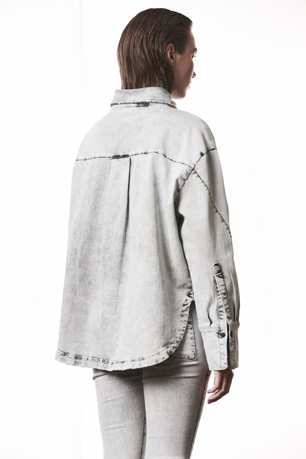 DENIMSHIRT W H 23 LIGHT GREY