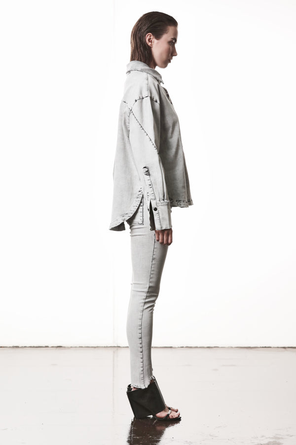 DENIMSHIRT W H 23 LIGHT GREY