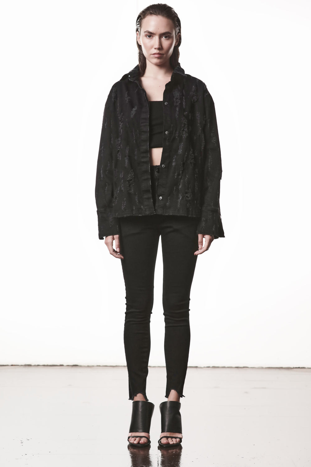 DENIMSHIRT W H 24 BLACK