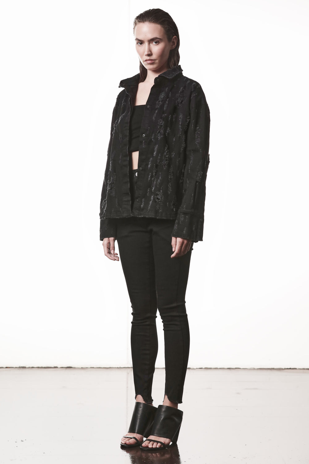 DENIMSHIRT W H 24 BLACK