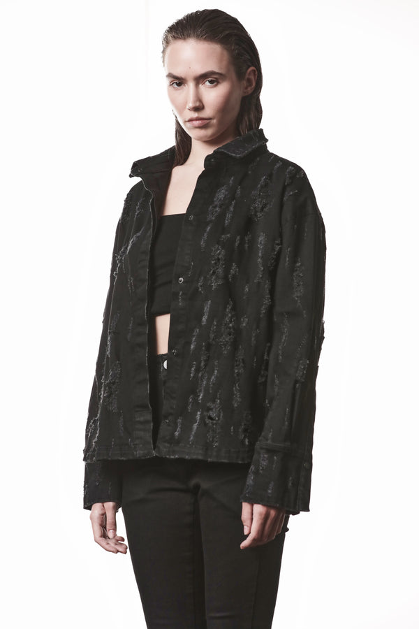 DENIMSHIRT W H 24 BLACK