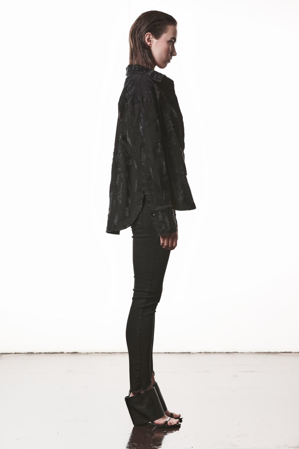 DENIMSHIRT W H 24 BLACK