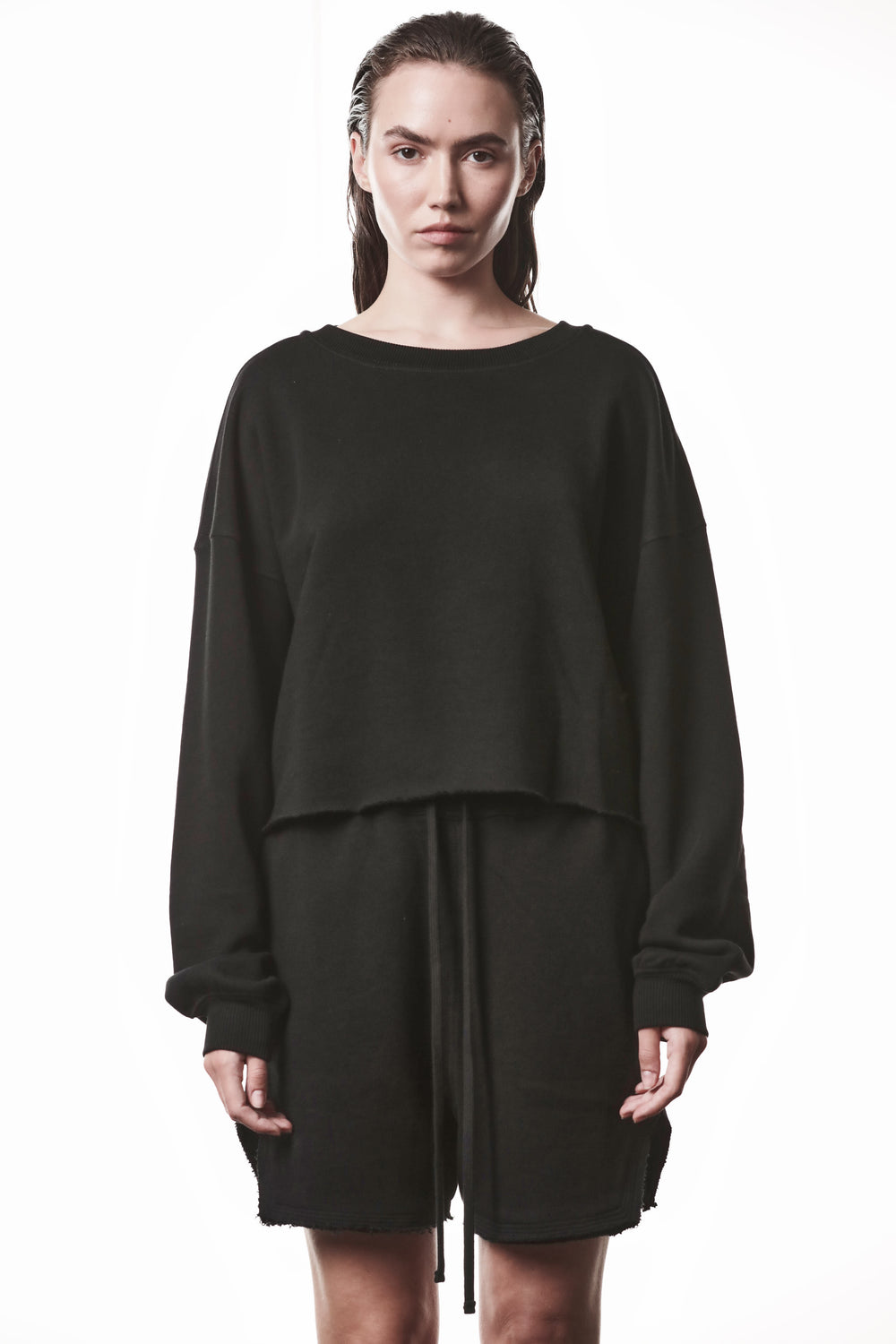 SWEATSHIRT W S 496 BLACK