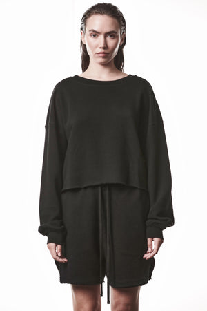 SWEATSHIRT W S 496 BLACK