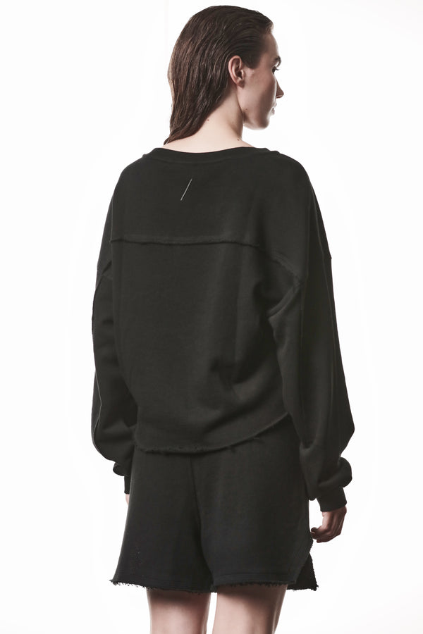 SWEATSHIRT W S 496 BLACK